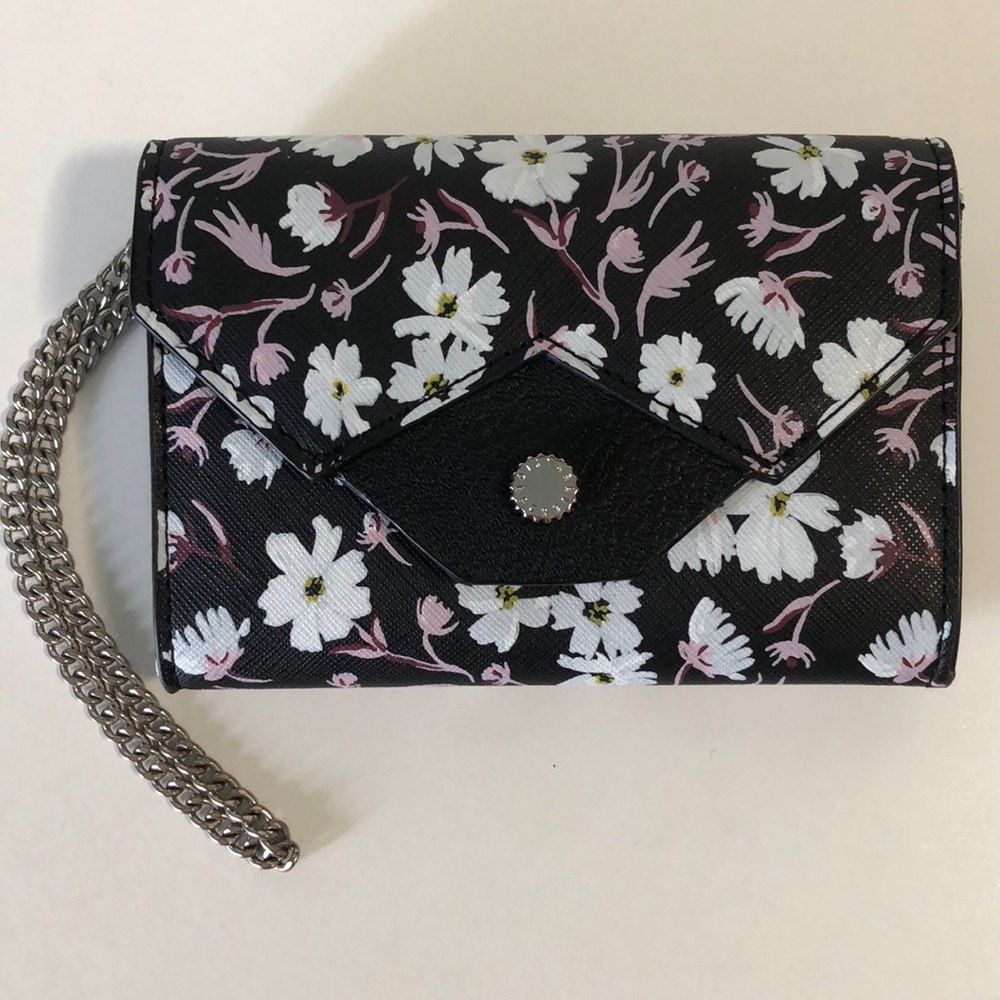 Two Piece Blue and Purple Floral Leather Wristlet
